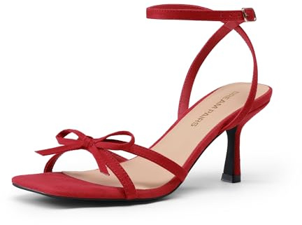 DREAM PAIRS Women's Bow Heels Square Sandals | Square open-toe design, sweet bow accent, kitten heel, cushioned soft insole, non-slip outsole