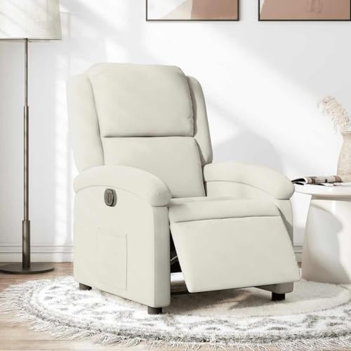 Frdhee Stillstuhl Wohnzimmer Möbel,Relaxsessel Elektrisch Creme Samt,Lesestuhl für Wohnzimmer Schlafzimmer Büro