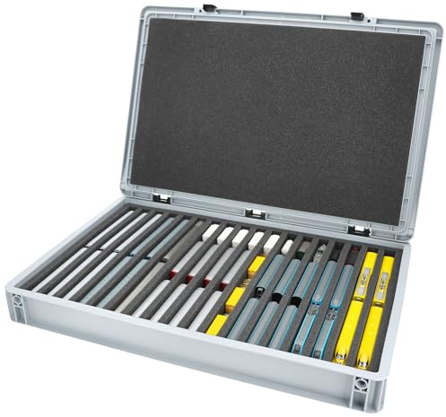 Feldherr Eurobox 60 x 40 cm Set för modelljärnväg - skala N - 18 fack - skumplastinsats för stående förvaring - kompakt transportlösning för lok och vagnar