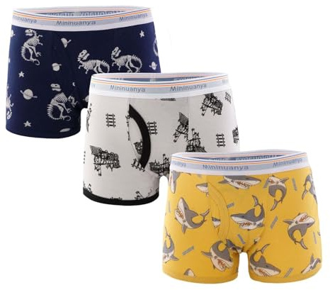 Mutande Bambino 7 Anni - Intimo per Bambini E Ragazzi Simpatico Animale Stampato Slip Comodi Pantaloncini Pantaloni Intimo in Cotone Bauli 3 Pezzi (Navy 14-15Years)