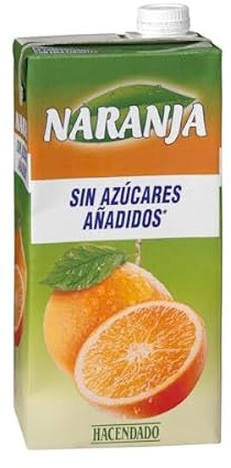 Hacendado Boisson à l'Orange Sans Sucres Ajoutés, Pack de 6 Briques de 1L, Conservation Ambiante, Format Tetra Pak, Origine Espagne