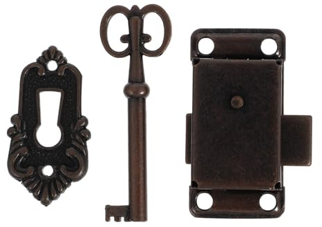 GALPADA Antiche Serrature e Riparare Scatole Antiche in Ferro e Lega di Zinco Set di 2 per Decorare Mobili Serrature Vintage Chiave per Mobili