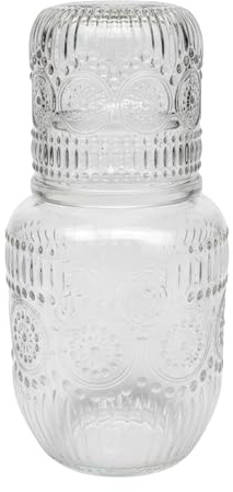 Jarra de agua con taza, diseño de copo de nieve, elegante jarra de agua para mesita de noche, mesa de noche, dormitorio, de leche, bebida, café