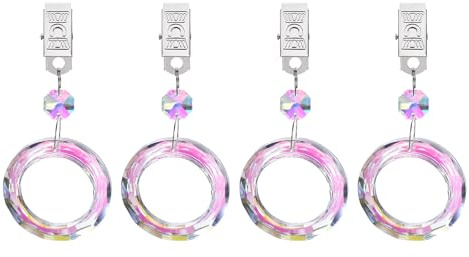 QUARKZMAN 4 Piezas De Pesos para Mantel, Pesos para Cubierta De Cristal con Clips De Metal, Colgante Transparente En Forma De O para Decoración De Jardín O Picnic Al Aire Libre (Color AB)