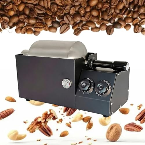 Torréfacteur électrique de grains de café, torréfacteur à tambour en acier inoxydable, commande par bouton, réglages de chaleur variables, torréfacteur maison Barista, for noix, cacahuètes