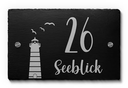 Schiefer Hausnummer & Straße Namen 22x14 cm Wunsch-Gravur Namensschild Schild