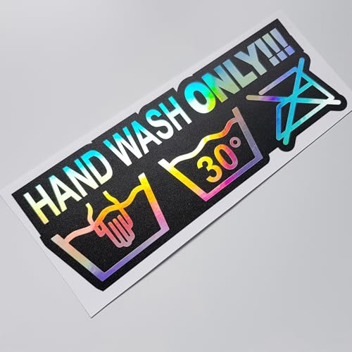 folien-zentrum - Hand Wash Only 17x6cm - Auto Aufkleber Handwash Oilslick schwarz - Autosticker Farbwechsel Rainbow Flip Flop Effekt - Autoaufkleber JDM Tuning Sticker Decal Fun - Made in Germany