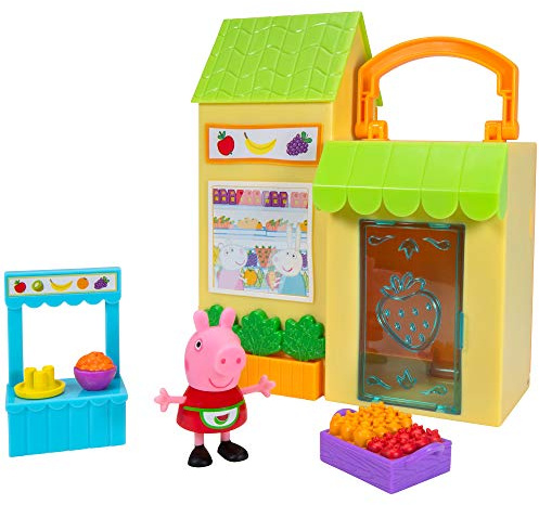 Peppa Wutz PEP0730 Peppa's Marktstand Spielset mit Obst und Gemüse Korb und 1 Exklusive Peppa Figur für Kinder ab 2 Jahren