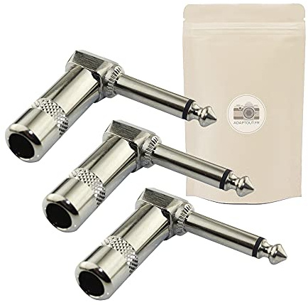 3x connettore jack 6,35 mm a gomito maschio da saldare, spina maschio jack 6,35 mm, connettore mono da saldare con angolo di 90 gradi - Adaptout marca francese