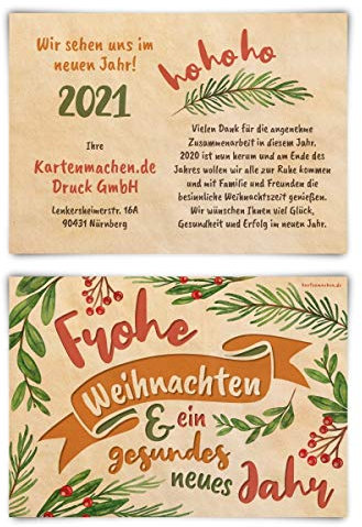 10 x Individuelle Firmen Weihnachtskarten geschäftlich DIN A6 - verspielte Grüße
