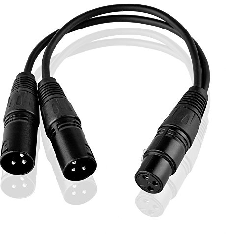iYueMps XLR Microphone Cable,3-Pin XLR Y Cable XLR Female to Dual Male 1 to 2 Microphone or Professional Recording Cable (30cm, Black)