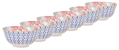 BUTLERS 6er-Set Schalen Porzellan - ORNAMENTS - | Farbe Blau - 520 ml - Müslischalen für Müsli & Obst - Suppenschalen für Suppen & Salate