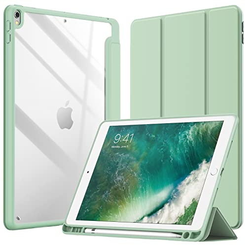 JETech Funda para iPad Air 3 (10,5 Pulgadas 2019, 3.ª Generación) y iPad Pro 10,5 con Portalápiz, Clara Transparente Carcasa Trasera Slim Soporte Antigolpes Cover Tableta (Verde Matcha)