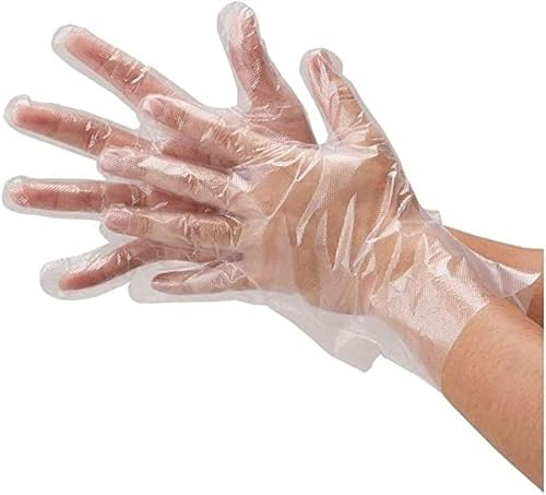 HOT BARGAINS 1000 X PE Gloves Disposable Plastic Gloves Transparent One Size Fits All Waterproof for Cleaning Safety Food Handling for Restaurant, Kitchen use, Cleaning (1000)