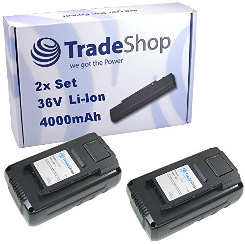 2x Trade-Shop Premium Li-Ion Akku 36V / 4000mAh / 144Wh kompatibel mit Al-Ko LBV 4090 Akku-Laubsauger Moweo 46.5 Li SP Akku-Rasenmäher