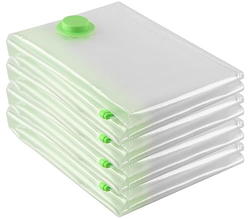Hikkon Vakuumbeutel Set (4x 130 x 100 cm) - Jumbo Staubsauger Vakuumierbeutel für Kleidung,Bettdecken,Tröster und Decken - 80% mehr Stauraum - xxl Vacuum Storage Bags(4 Stück)