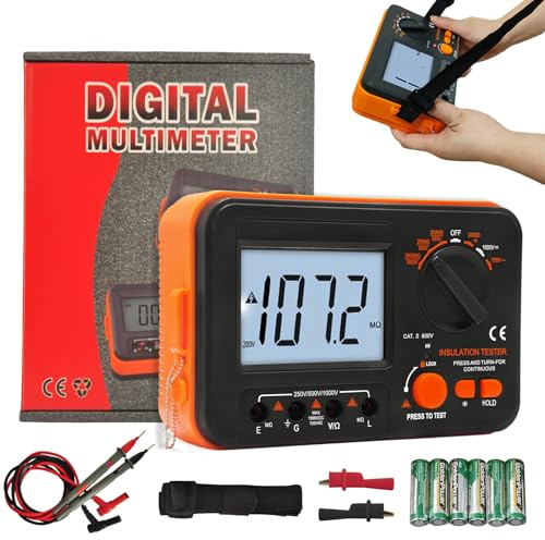 Megohmetro, Tester di Resistenza di Isolamento, WapoRich Digitale 2000MΩ Ohm Meter Prova DC 250V/500V/1000V e AC 750V