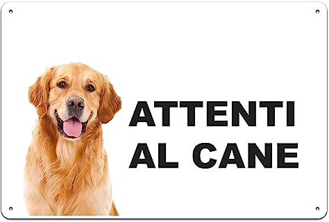 Phonecasing Cartello Segnale Attenti al Cane in Alluminio 3 mm Composito (30 cm x 20 cm, Golden Retriver)
