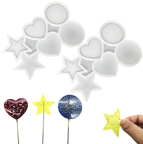 LIANCHEN 2Stück Transparente Silikonform Unregelmäßige Silikonform für Süßigkeiten Runder Silikonform Herz-Silikon Lutscherformen Multifunktionale 3 Formen für Party Urlaub Backen Kuchen Schokolade
