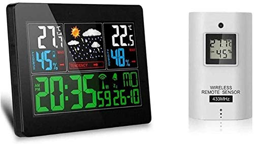CAFFIA Station météormatique intelligente professionnelle, hygromètre de thermomètre extérieur intérieur avec capteur, moniteur d'humidité de la température numérique, prévisions météorologiques, heur