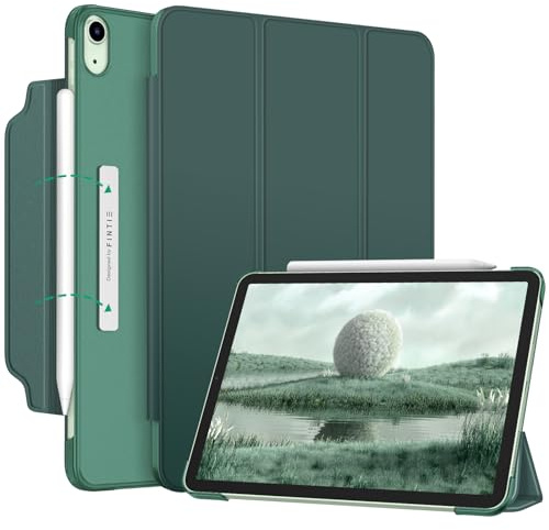Fintie Hülle für iPad Air 11 Zoll M4/M3/M2, iPad Air 5./4. Gen 10,9 Zoll | [Magnetverschluss] Leichte Standhülle mit Durchscheinend Mattierter Rückseite Cover, Auto Schlaf/Wach Funktion, Dunkelgrün