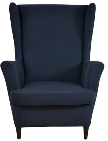 Meigeh Sesselhusse Sesselschoner überzug Ohrensessel Sesselüberzug Stretch Sesselbezüge 2-teilig Schonbezüge Marineblau