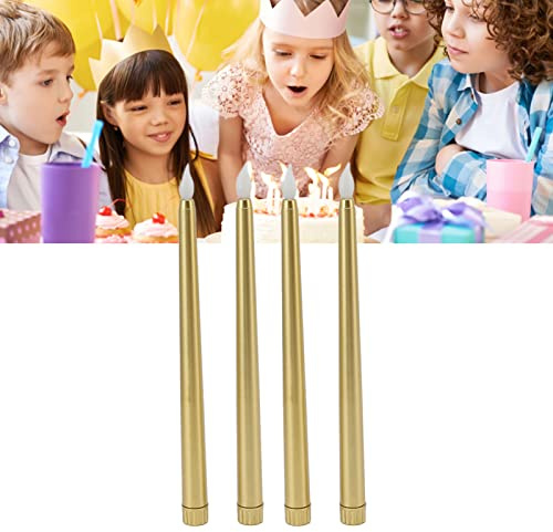 LED-Stabkerzen Aramox 4 Stück rauchfrei flammenlos sicher umweltfreundlich warmes Licht elektrische Kerzen (Gold)