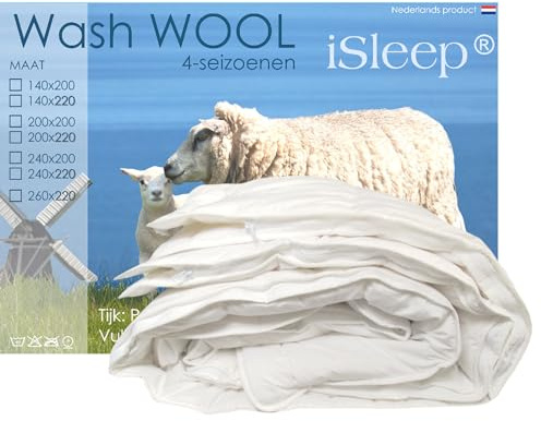 iSleep Wash Wool - Edredón de lana 4 estaciones (lana lavables) (240x200 cm)