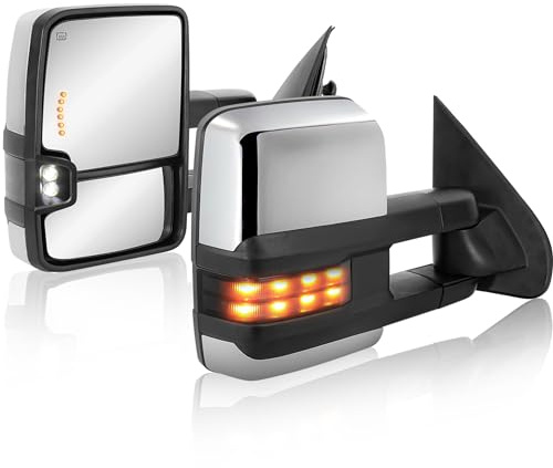 EVERESTWAY Power Heated Towing Mirrors Compatible for 2014-2019 Chevy Silverado GMC Sierra 1500 2500 HD 3500 HD Pair Set-Chrome Not for Diesel Truck