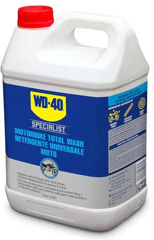 WD-40 - Specialist - Detergente Universale Moto - Pronto all’uso - Adatto per fibra di carbonio, titanio, alluminio, acciaio, gomma, plastica - Tanica 5L