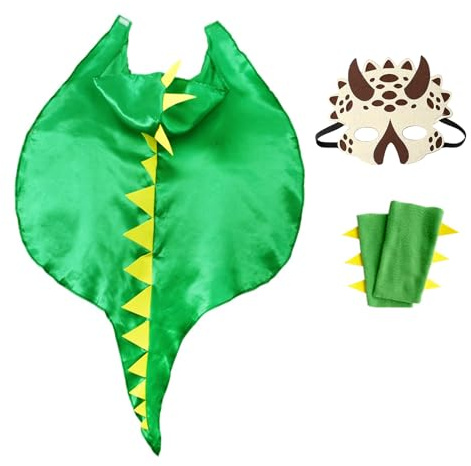 Bseical Dino Kostüm, Karneval Faschingskostüm für Kinder, Junge Mädchen Unisex, Dinosaurier Hoodie Tiere Umhang Halloween Tierkostüm Mit Maske, Ärmel 3pc Set (Grün)
