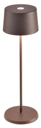 Zafferano, Lampada Olivia Pro, Lampada da Tavolo Ricaricabile e Senza Fili con Controllo Touch, Adatta per Salotto ed Esterni, Dimmer, 2200-3000 K, Altezza 35 cm, Colore Corten