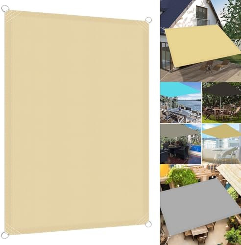 Sonnenschutz Sunsegel 1 x 2 m Wetterschutz Sonnenschutz Schattennetz Segeltuch Meterware UV Schutz Reißfest Wetterfest für Garten Terrasse Outdoor Camping, Creme Farben