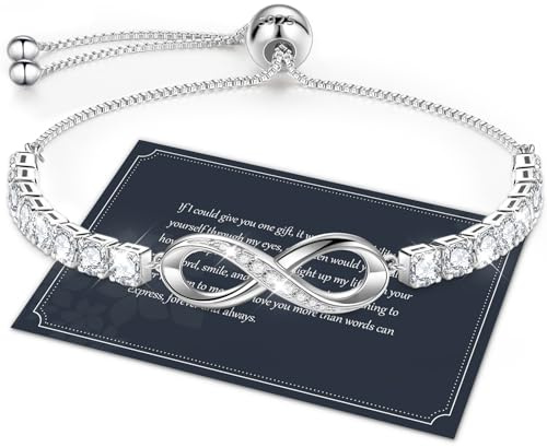 Infinity Armband Damen Silber 925 - Herz Armband Schmuck - Geschenke für Frauen zum Valentinstag