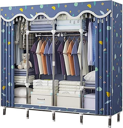 LAMEDOAT Tragbarer Kleiderschrank, Stoffgarderobe, Kleiderschrank-Aufbewahrung, Kleiderschrank-Organizer mit großer Kapazität, versiegelte Aufbewahrung mit Vorhangoberseite, Kleiderständer zusammenba