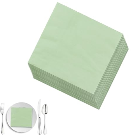 Luckwaii Salbeigrüne Servietten Salbeigrün Hochzeit 100 Stück Eukalyptus Servietten Grün 33x33cm Papierservietten Salbei Cocktailservietten Einwegservietten Mintgrün für Abendessen Geburtstag Party