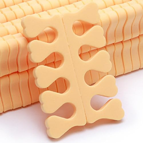 Leapiture 100 Stück Schwamm-Zehentrenner, Schwamm-Zehentrenner, Fingertrenner, Zehentrenner, Nagelkunst-Zehentrenner, Gel-Zehentrenner, Maniküre- und Pediküre-Werkzeug (Orange)