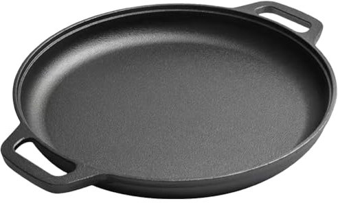 JUCHRZEY Piastra Rotonda in Ghisa for Crepes E Pizza con Doppi Manici Bistecca Antiaderente Maiale Pollo Pentola da Cucina Pentola Pentole Padella (B)
