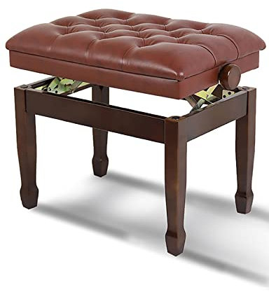IUokLU Klavierhocker aus Kunstleder höhenverstellbar mit wasserdichter und atmungsaktiver Keyboardbank aus Leder Klavierhocker 60 x 40 x 50–60 cm (Walnuss)，Nussbaum