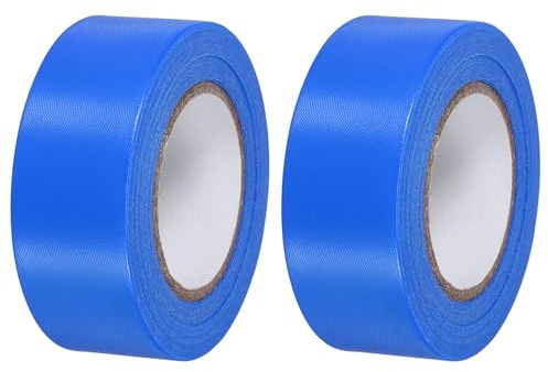 PATIKIL Nicht-Klebend Markierungsband 2.5cmx30m, 2 Stück PVC Neon-klebeband Leuchtklebeband Absperrband für Grenzen und gefährliche Bereiche, Blau