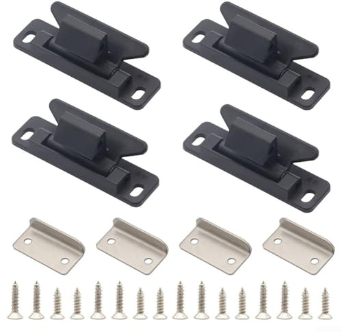Zilimontt RV-Schranktür, Schubladenschloss, Schnallen-Set, 4 Stück, Nylon, PA6, Edelstahl, externe Verriegelung für Yacht, Zuhause, Wohnmobil, modifiziertes Auto (schwarz)
