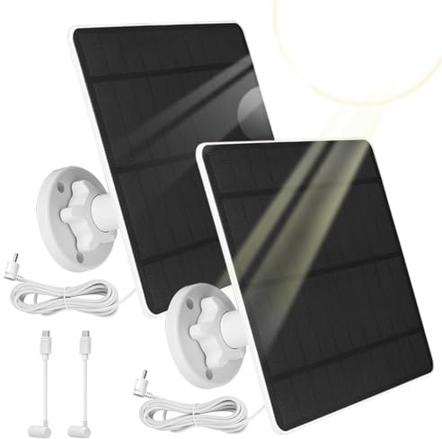 Solar Panel for Ring Camera, 5W Solar Panel Charger Compatible with Ring Stick Up Cam Battery & Spotlight Cam Battery with Barrel Plug, 9.8ft Cable, IP65 Waterproof, 360° Adjustable Bracket(2 Pack)