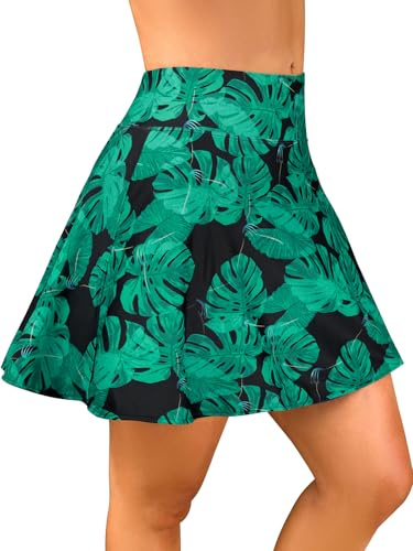 SHEKINI Controllo Addominale Donna Gonna da Nuoto Vita Alta Bikini Gonna da Sportivo Bikini Gonna Corta con Tasca Nascosta