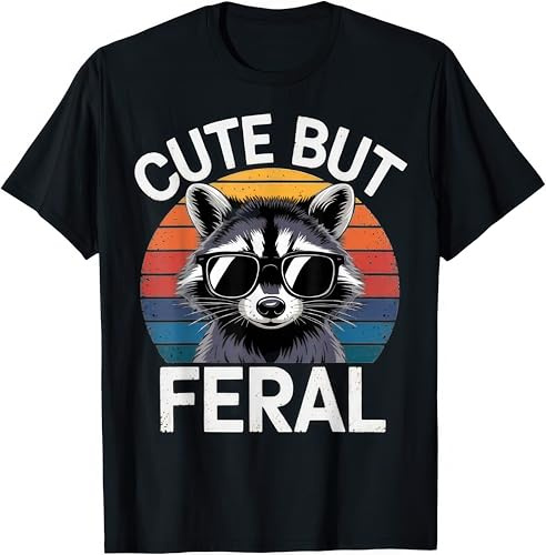 Cute But Feral Cute Racoon Kids Womens Mens T Shirt XXXL Black