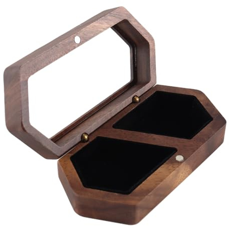 Nicear Porta Anelli In Legno Di Noce Scatola Per Fede Nuziale Portagioie Con Interno Morbido Per Natale Nero