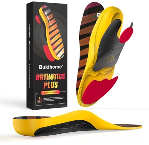 Bukihome Plantillas ortopédicas para fascitis plantar y dolor de talón, amortiguación transpirable para zapatos de trabajo, zapatos deportivos y uso diario, reposapiés ergonómicos para mujer/hombre
