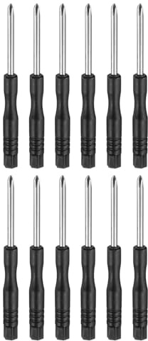 sourcing map Lot de 12 mini tournevis cruciformes PH1 #1 de 7,9 cm de long en acier au carbone avec poignée ergonomique pour réparation de bricolage, noir