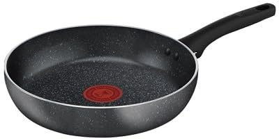 Generico Padella Antiaderente con Effetto Pietra, Fondo Piatto, 20 cm, Manico Lungo, Lavabile in Lavastoviglie, Adatta per Tutti i Piani Cottura anche induzione