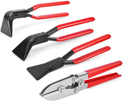 4 Stück Falzzange Set - mit 0° Falzzange & 45° Blechbiegezange & 90° Gerade Abgewinkelt Abkantzange & Rohrpresszange, Maulbreite 60 mm