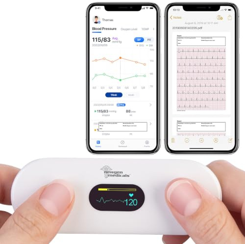 newgen medicals EKG Gerät: Medizinisches, mobiles EKG-Messgerät mit OLED-Display, KI-Analyse&App (Monitor, Monitoring, Mini)